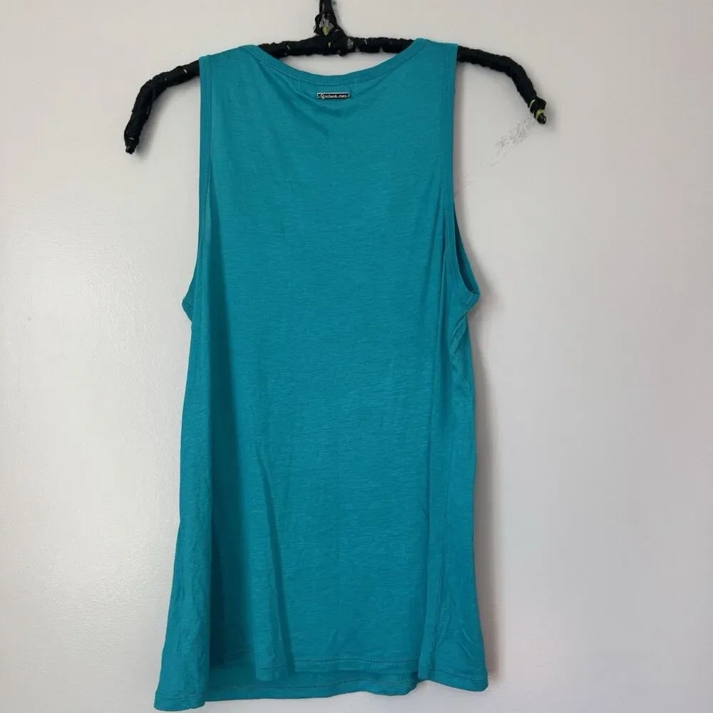 Michael Kors Teal Embellished Rhinestone Y2K Tank Top Sz XS Bling